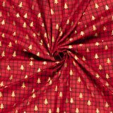 Christmas cotton printed tartan printed and golden fir red background