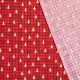 Christmas cotton printed tartan printed and golden fir red background