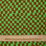 Toile de viscose imprimée carreaux marron et vert