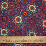 Purple and blue floral kaleidoscope printed cotton