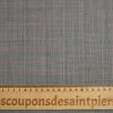 Tejido traje 100% lana Príncipe de Gales, negro, rojo, fondo blanquecino