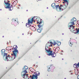 Blue and pink white kawaii print cotton