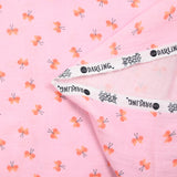 Double gauze printed butterfly pink background