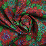 Red, green and blue mandala printed cotton
