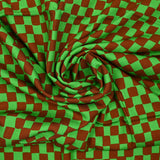 Toile de viscose imprimée carreaux marron et vert
