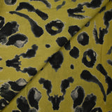 Printed viscose crepe with blotter effect, khaki background