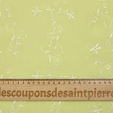 Polyester veil embroidered lime green flowers and foliage