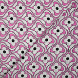 Black floral printed viscose with pink background