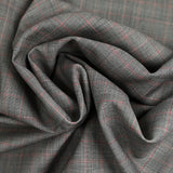 Tejido traje 100% lana Príncipe de Gales, negro, rojo, fondo blanquecino