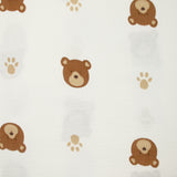 Double gauze printed teddy bear white background