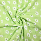 Double gaze imprimée marguerite smiley fond vert pomme