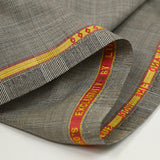 Suit fabric 100% Prince of Wales wool brown, blue ecru background