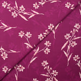 Cotton poplin printed with Japanese flower on purple background