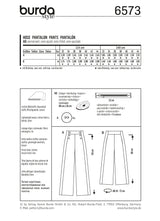 Patrón N ° 6573 Burda: pantalones