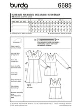 Patrón N ° 6685 Burda: vestido y cintura alta superior