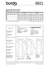 Patrón N ° 6821: Vestido curvo
