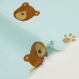 Double gauze printed teddy bear sky blue background