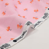 Double gauze printed butterfly pink background