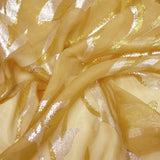 Mousseline de Soie dévorée Tlija or et argent fond ocre