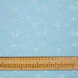 Velo de poliéster con bordado floral bohemio azul cielo