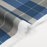 Viscose printed with gray and barbel blue checks