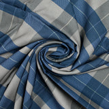 Viscose printed with gray and barbel blue checks