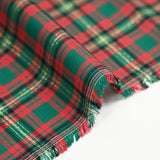 Coton tissé-teint tartan rouge et lurex doré fond vert