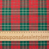 Coton tissé-teint tartan rouge et vert lurex doré