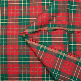 Coton tissé-teint tartan rouge et vert lurex doré