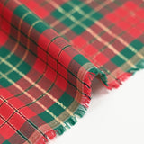 Coton tissé-teint tartan rouge et vert lurex doré