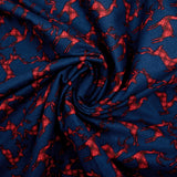 Flanelle de coton imprimée cerfs tartan rouge fond bleu marine