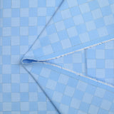 Blue checkered polycotton poplin