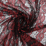 Fine two-tone red and black polyester lace