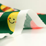 Cotton printed Lenny's world dark green background