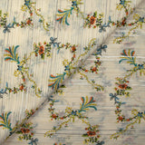 Voile de algodón y seda con estampado floral de lúrex sobre fondo crudo