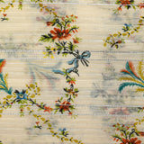 Voile de algodón y seda con estampado floral de lúrex sobre fondo crudo