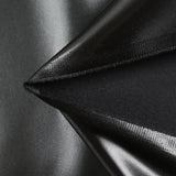 Black waxed stretch duchess satin