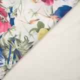 Cotton printed field of poppies off-white background