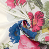 Cotton printed field of poppies off-white background