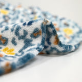 Yellow and ice blue leopard print comforter fleece