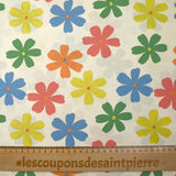 Cotton printed with Ninon flowers on an ecru background