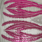 Tulle Sequin Royal Feathers Silver y Fucsia