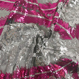 Tulle Sequin Royal Feathers Silver y Fucsia