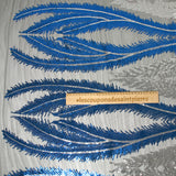 Tulle Sequin Royal Feathers Silver y Royal Blue