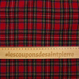 Étamine de 100% laine tartan fond rouge