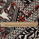 Cotton palm tree print black and red white background