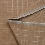 Maud polyviscose and striped linen biscuit brown background