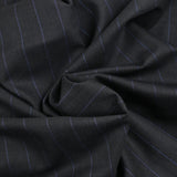 Tissu tailleur 100% laine Super 140's rayé bleu fond gris anthracite