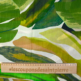 Viscose veil with green monstera print