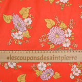 Cotton liberty ® Tropical Sprig coral background per meter